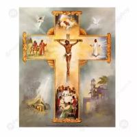 Алмазная мозаика 20х30см Икона Распятие Христа 30 цветов страз, картонная коробка