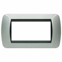 Рамка 4 модуля BTicino LIVING LIGHT, светлый алюминий, L4804AL