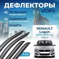 Дефлекторы окон VOIN на автомобиль Renault Logan 2005-2015 /cедан/накладные 4 шт