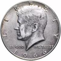 США 50 центов (1/2 доллара, half dollar) 1966 Kennedy Half Dollar (Кеннеди)