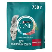 Сухой корм Purina ONE® для взрослых кошек с говядиной 750 г