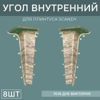 Внутренний угол 72мм для напольного плинтуса Scandy 4 блистера по 2 шт, цвет: Дуб Виктория