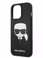 Lagerfeld для iPhone 13 Pro чехол PU Saffiano Karl's Head Hard Black