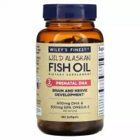 Жир диких аляскинских рыб, пренатальная ДГК омега, DHA 600 мг, 180 рыбных капсул