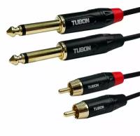 Кабель TUBON Аудио межблочный 2 x 6.3 мм jack (M) Mono - 2 x RCA (M) OD4.0 ПВХ 2J2R001 3м