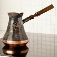 Турка для кофе медная (500мл) армянская джезва ручной работы, с эмблемой