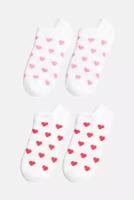 Носки Befree Набор носков коротких с сердечками (2 пары) 2414934053-75-35-37 красный принт размер 35-37