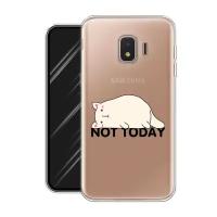 Силиконовый чехол на Samsung Galaxy J2 Core (2020) / Самсунг Галакси J2 Core (2020) "Cat not today", прозрачный