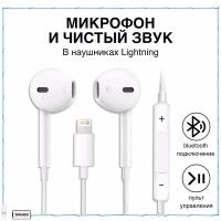 Наушники Apple / Зарядка / Разъем Lightning для Apple iPhone 7, 8, X, 11, 12, 13, 14 / TOP Качество и Звук