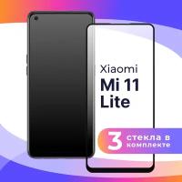 Защитное стекло для телефона Xiaomi Mi 11 Lite / Противоударное полноэкранное стекло на смартфон Сяоми Ми 11 Лайт / Прозрачное