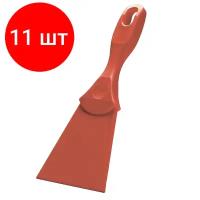 Комплект 3 штук, Скребок HACCPER полипропиленовый, 100 мм, красный (РФ)