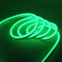 Гибкий неон зеленый, Неоновая лента светодиодная 5 метров, Неоновая подсветка декоративная 12 220В, адаптер для подключения К сети В подарок