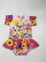 Боди-юбка с коротким рукавом, супрем с цветочками, размер 68