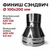 Финиш сэндвич для дымохода из нержавейки D 100x200 мм "Прок"