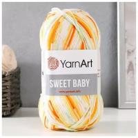 YarnArt Пряжа "Sweet Baby" 100% акрил 300м/100г (902 желтый-белый-салат)