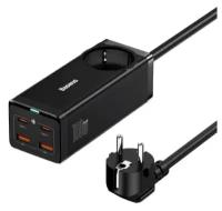 Сетевое зарядное устройство Baseus Home Charger GaN3 Pro Desktop Powerstrip AC + 2хUSB + 2хType-C 100W EU (PSZM000401)+Cable Type-C-Type-C 100W 1м