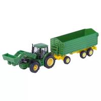 Трактор Siku John Deere с ковшом и прицепом-кузовом 1:87