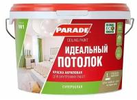 Краска PARADE W1 для потолков белая матовая 2,5л