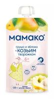 Пюре из груш и яблок с козьим творогом MAMAKO, 120 г/6 шт