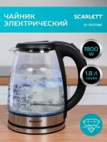 Чайник на подставке стеклянный c металлической декорацией SC-EK27G88, 1800Вт, 1.8л