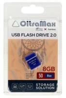 Флешка OltraMax 50, 8 Гб, USB2.0, чт до 15 Мб/с, зап до 8 Мб/с, синяя 9441527