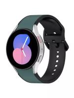 Силиконовый ремешок для часов Samsung Galaxy Watch 4 5 6 Classic Pro 40 42 43 44 45 46 47 мм mm зеленый/черный