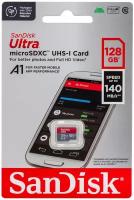 Карта памяти SanDisk microSDXC 128 ГБ Ultra Class 10, UHS-I, U1, A1 (140 Mb/s)