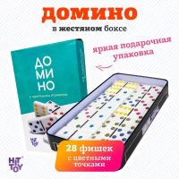 Домино с цветными точками, 28 костей