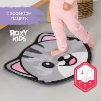Антискользящий коврик Кот для ванной c эффектом памяти плюшевый от ROXY-KIDS, 50x60 см