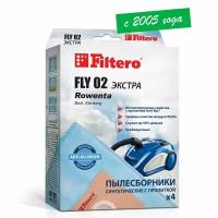 Мешки-пылесборники Filtero FLY 02 Экстра, для пылесосов Rowenta, Polaris, синтетические, 4 штуки