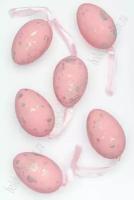 Пасхальный декор "Яйца с лентой" 4*6 см (6 шт) SF-5006, розовый