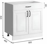 Шкаф кухонный напольный 80 см, с ящиком без столешницы, МДФ Белая текстура