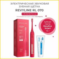 Электрическая звуковая щетка RL 070 красная + Зубная паста Revyline Smart, 75 г