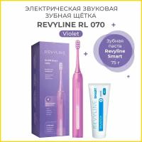 Электрическая звуковая щетка RL 070 фиолетовая + Зубная паста Revyline Smart, 75 г