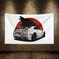 Флаг плакат баннер JDM Nissan Skyline GTR R35 Godzilla Годзилла