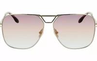 Женские солнцезащитные очки Victoria Beckham VB217S 728, цвет: серебряный, цвет линзы: розовый, авиаторы, сталь