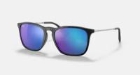 Солнцезащитные очки унисекс, квадратные RAY-BAN с чехлом, линзы синие RB4187F-601/55/54-18