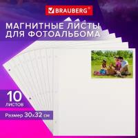 Листы для фотоальбома магнитные 30х32 см, комплект 10 штук, BRAUBERG, 391313