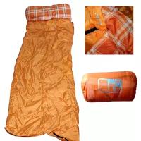 Спальный мешок -15°С / размер 190х75см с подголовником и капюшоном +15/30см Coolwalk молния слева цвет Orange