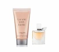 Набор из 2х миниатюр Lancome La Vie Est Belle Парфмерная вода 4мл и La Vie Est Belle lotion молочко для тела 50мл в подарочной коробке