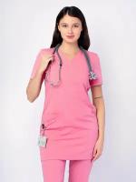 Рубашка медицинская женская доктор стиль Лонга пыльная роза Медицинская блуза