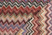 Ткань Джерси Missoni в кирпично-лиловой гамме с сине-серо-зелёными зигзагами, ш120см, 0,5 м