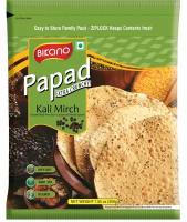 Extra Crunchy PAPAD KALI MIRCH, Bikano (Хрустящие лепёшки папад С чёрным перцем, Бикано), 200 г