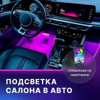 Светодиодная лента 18 LED (управление с телефона) автомобильная TechGlide, Подсветка для машины