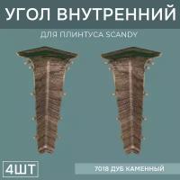 Внутренний угол 72мм для напольного плинтуса Scandy 2 блистера по 2 шт, цвет: Дуб Каменный