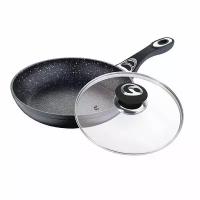 Сковорода с крышкой, 22см c антипригарным покрытием, серый