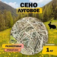 Сено луговое (люцерна с луговыми травами) 1кг