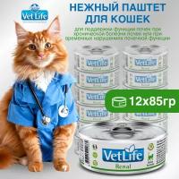 Набор. Влажный корм Farmina Vet Life Renal для кошек, при болезнях почек, 85 г, 12 шт