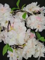 Искусственное растение Лиана цветочная 160 см/ сакура/ Декор для дома, сада, кафе, свадебной вечеринки/ Белая с розовым 1 шт