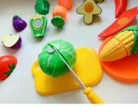 Игровой набор режем овощи на липучке большой размер игрушек с доской и ножом, тарелкой 11 предметов